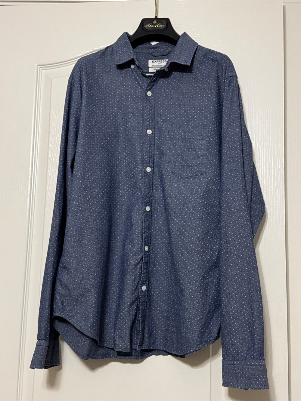Express Men’s Navy Blue Microdot Button-Down Shirt